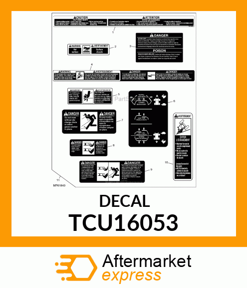 LABEL, DIRECTION CONTROL ENG./FREN TCU16053