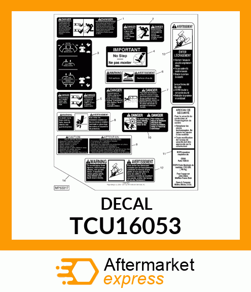 LABEL, DIRECTION CONTROL ENG./FREN TCU16053