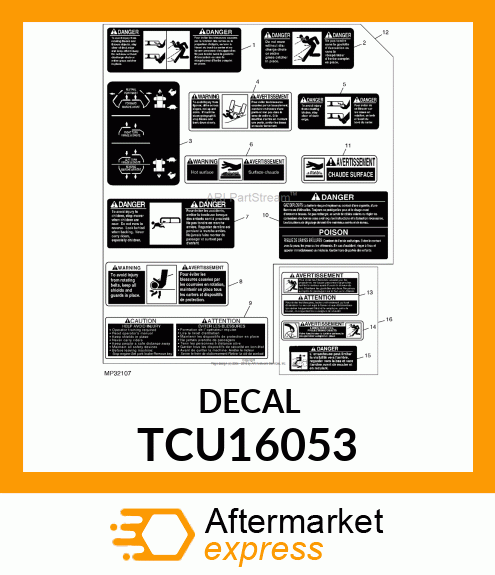 LABEL, DIRECTION CONTROL ENG./FREN TCU16053