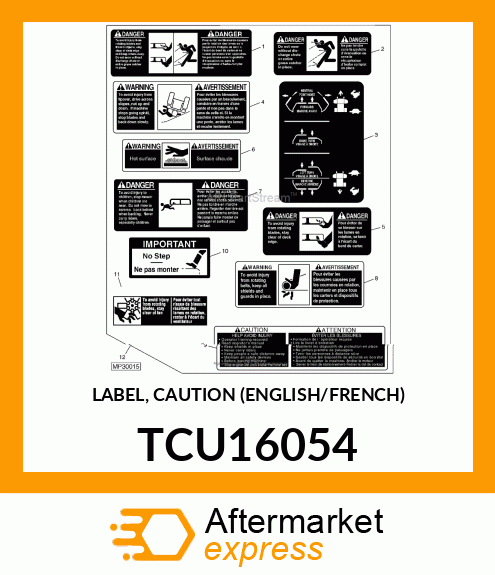 LABEL, CAUTION (ENGLISH/FRENCH) TCU16054