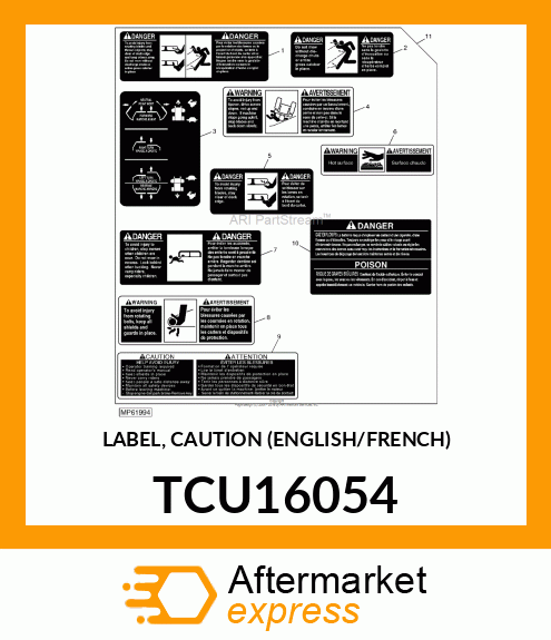 LABEL, CAUTION (ENGLISH/FRENCH) TCU16054