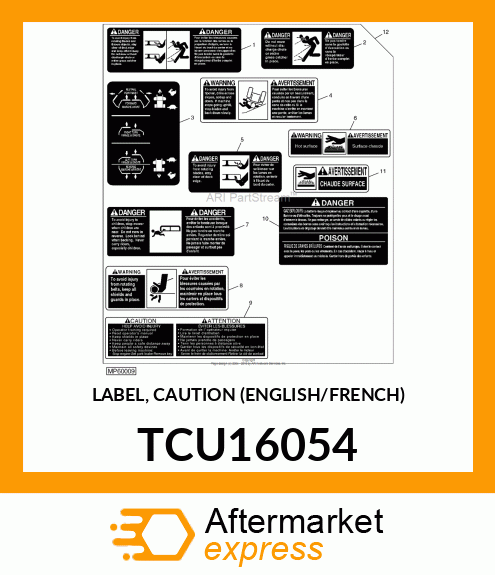 LABEL, CAUTION (ENGLISH/FRENCH) TCU16054