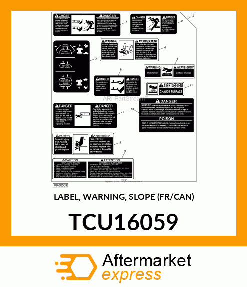 LABEL, WARNING, SLOPE (FR/CAN) TCU16059