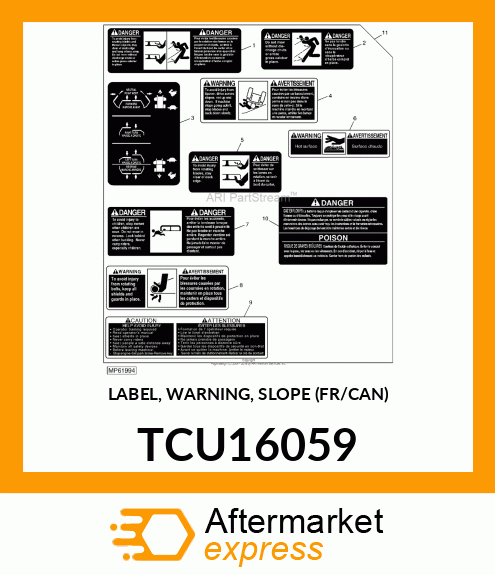 LABEL, WARNING, SLOPE (FR/CAN) TCU16059