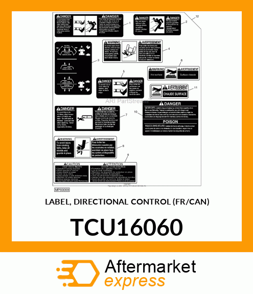 LABEL, DIRECTIONAL CONTROL (FR/CAN) TCU16060