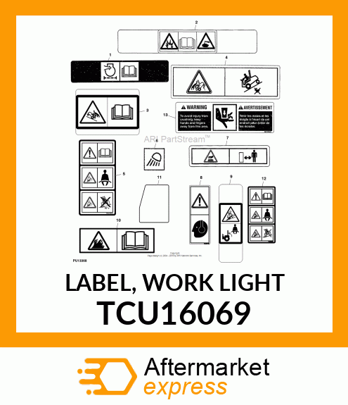 LABEL, WORK LIGHT TCU16069