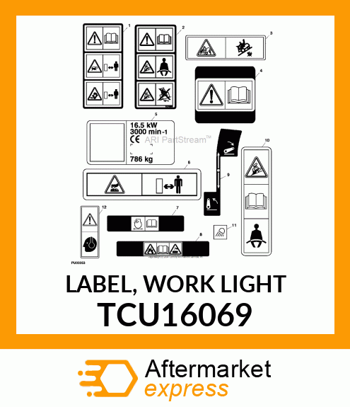 LABEL, WORK LIGHT TCU16069