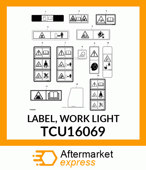 LABEL, WORK LIGHT TCU16069