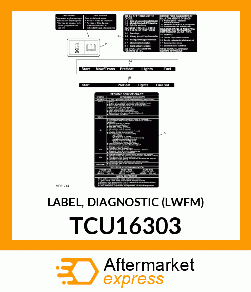 LABEL, DIAGNOSTIC (LWFM) TCU16303