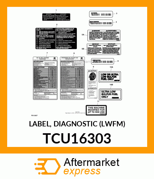 LABEL, DIAGNOSTIC (LWFM) TCU16303