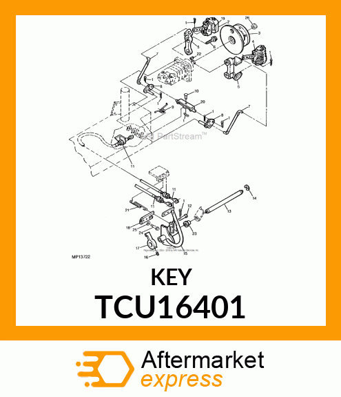 KEY, SHAFT 7/16" X 1.25" LONG TCU16401