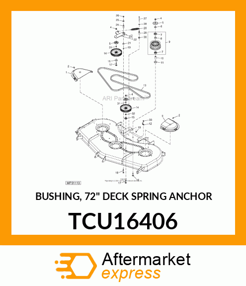 BUSHING, 72" DECK SPRING ANCHOR TCU16406