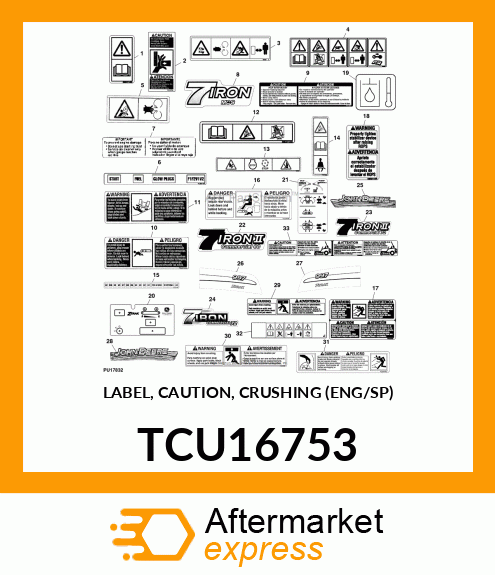 LABEL, CAUTION, CRUSHING (ENG/SP) TCU16753