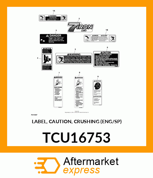 LABEL, CAUTION, CRUSHING (ENG/SP) TCU16753