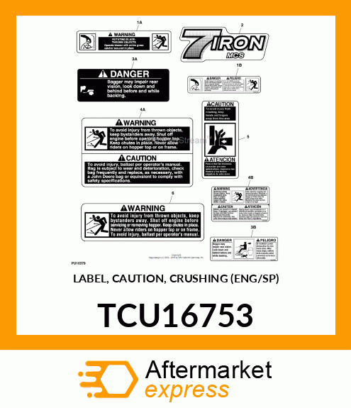 LABEL, CAUTION, CRUSHING (ENG/SP) TCU16753