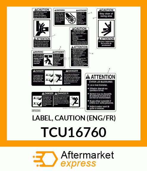 LABEL, CAUTION (ENG/FR) TCU16760