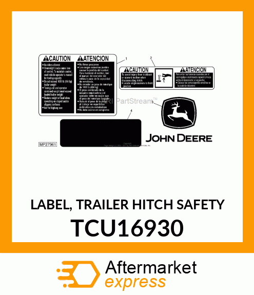 LABEL, TRAILER HITCH SAFETY TCU16930