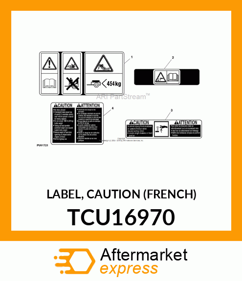 LABEL, CAUTION (FRENCH) TCU16970