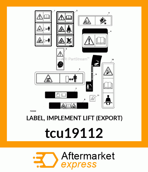LABEL, IMPLEMENT LIFT (EXPORT) tcu19112
