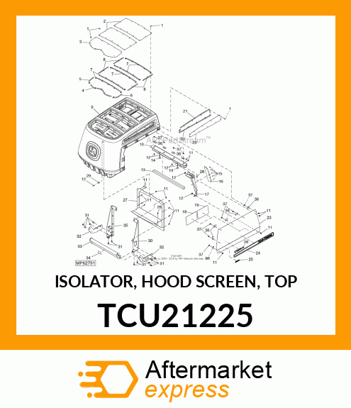 ISOLATOR, HOOD SCREEN, TOP TCU21225