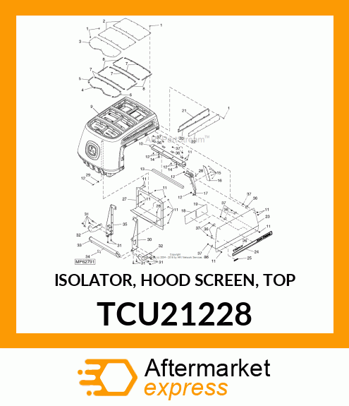 ISOLATOR, HOOD SCREEN, TOP TCU21228