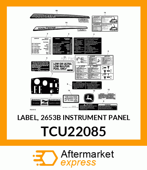 LABEL, 2653B INSTRUMENT PANEL TCU22085