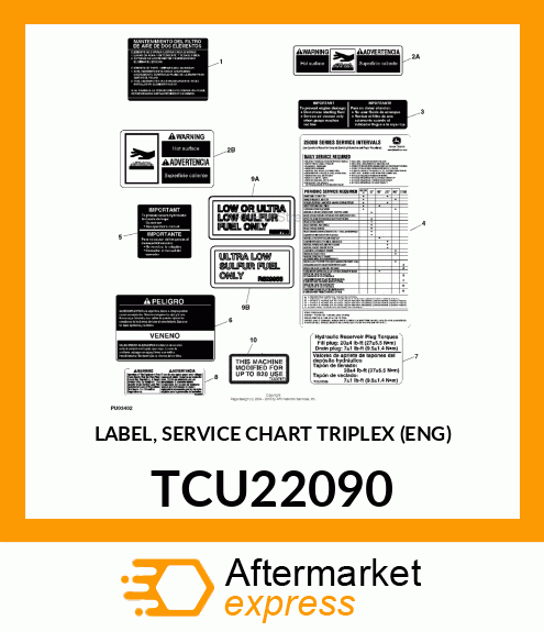 LABEL, SERVICE CHART TRIPLEX (ENG) TCU22090