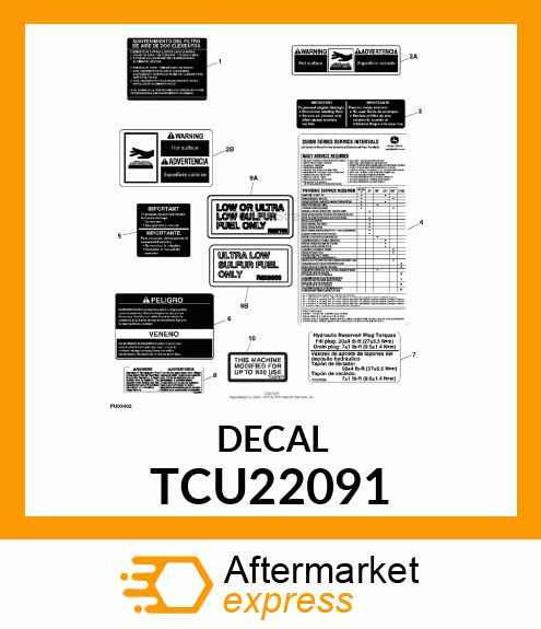 LABEL, SERVICE CHART TRIPLEX (SP) TCU22091