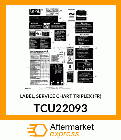 LABEL, SERVICE CHART TRIPLEX (FR) TCU22093