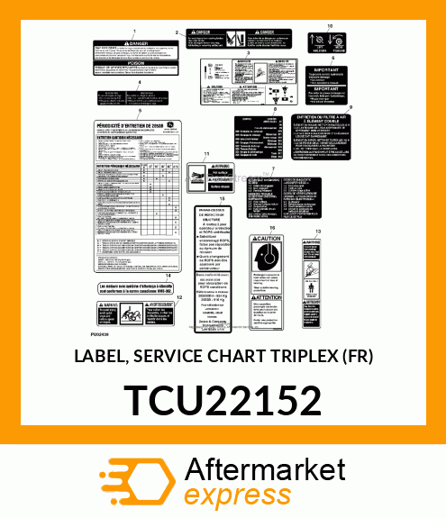 LABEL, SERVICE CHART TRIPLEX (FR) TCU22152