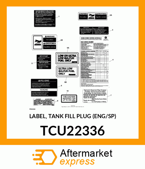 LABEL, TANK FILL PLUG (ENG/SP) TCU22336