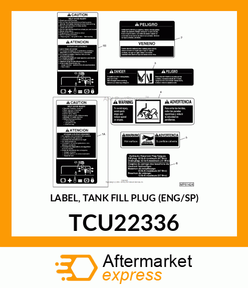 LABEL, TANK FILL PLUG (ENG/SP) TCU22336