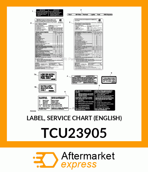 LABEL, SERVICE CHART (ENGLISH) TCU23905