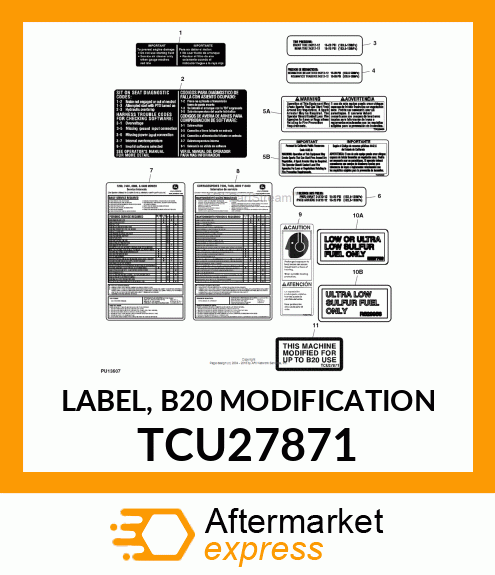 LABEL, B20 MODIFICATION TCU27871