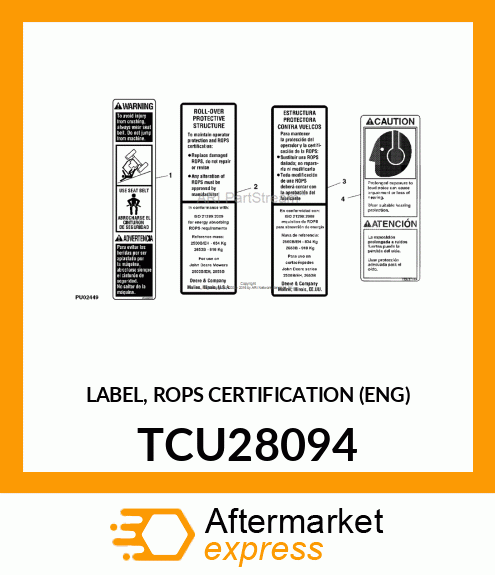 LABEL, ROPS CERTIFICATION (ENG) TCU28094