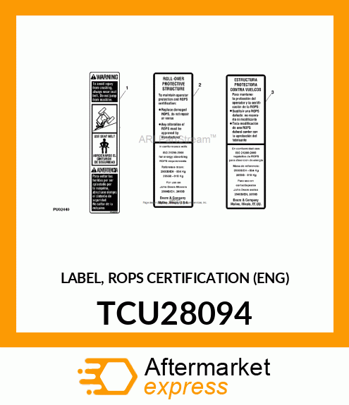 LABEL, ROPS CERTIFICATION (ENG) TCU28094