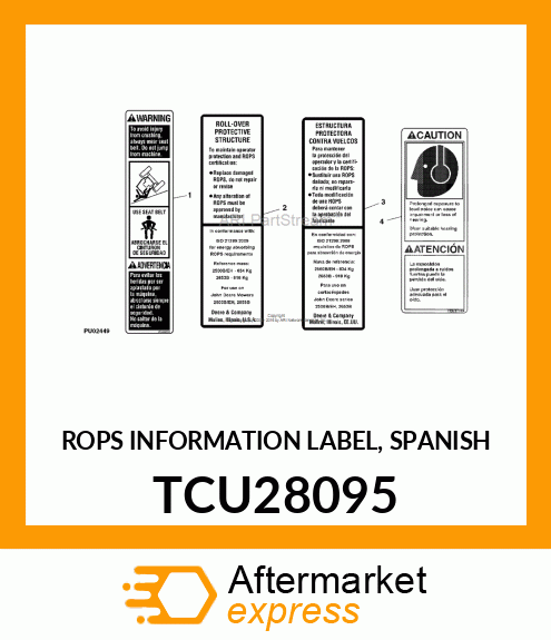 ROPS INFORMATION LABEL, SPANISH TCU28095