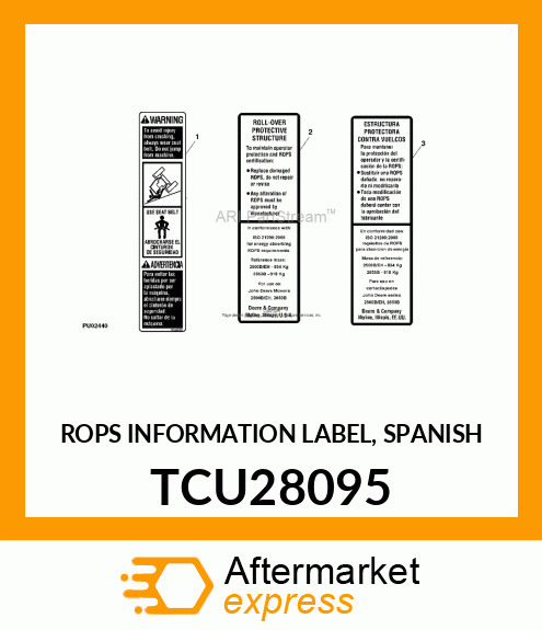 ROPS INFORMATION LABEL, SPANISH TCU28095