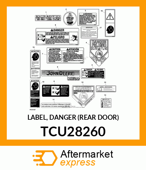 LABEL, DANGER (REAR DOOR) TCU28260