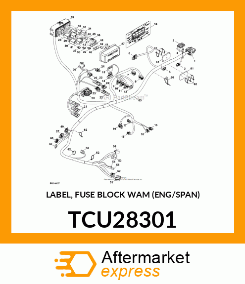 LABEL, FUSE BLOCK WAM (ENG/SPAN) TCU28301