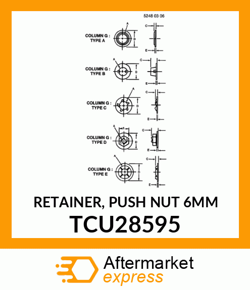 RETAINER, PUSH NUT 6MM TCU28595