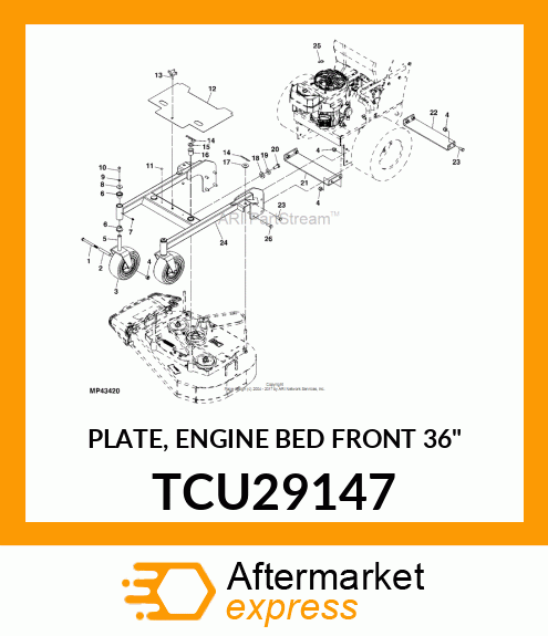 PLATE, ENGINE BED FRONT 36" TCU29147