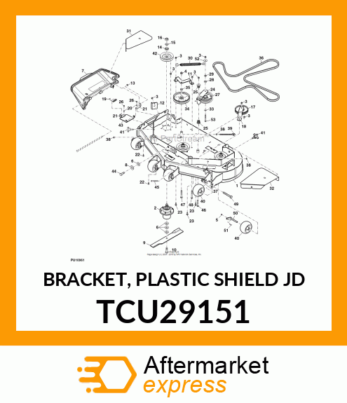 BRACKET, PLASTIC SHIELD JD TCU29151