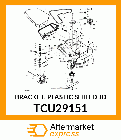 BRACKET, PLASTIC SHIELD JD TCU29151