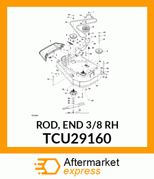 ROD, END 3/8 RH TCU29160