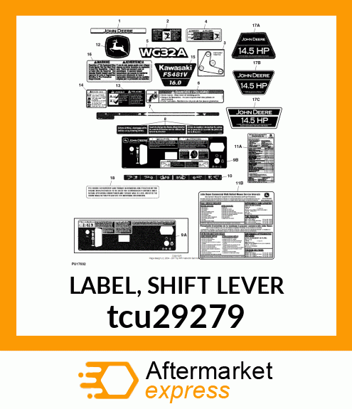 LABEL, SHIFT LEVER tcu29279