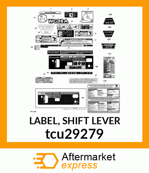 LABEL, SHIFT LEVER tcu29279