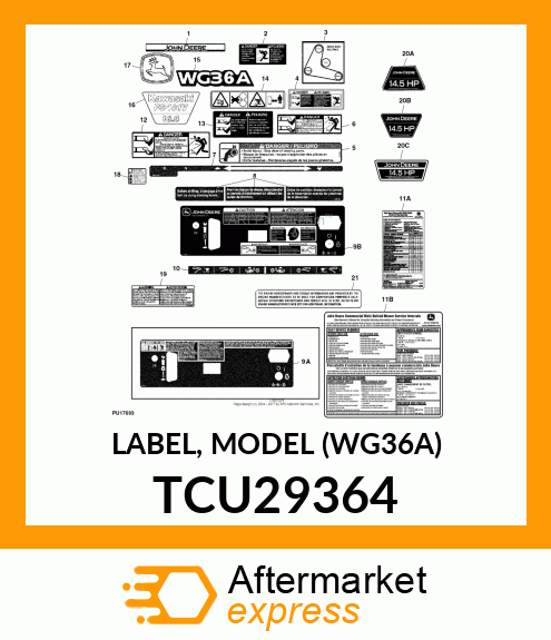 LABEL, MODEL (WG36A) TCU29364