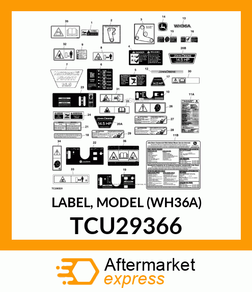 LABEL, MODEL (WH36A) TCU29366