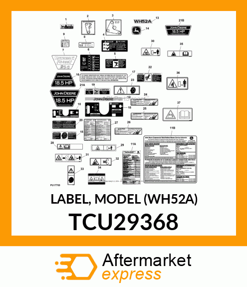 LABEL, MODEL (WH52A) TCU29368